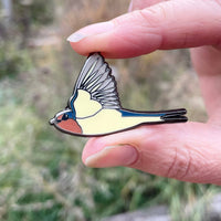 Bridget Farmer Enamel Pin In Flight - Welcome Swallow