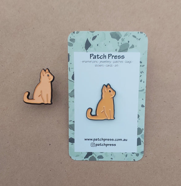 Patch Press Pin - Curious Cat Orange