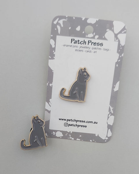 Patch Press Pin - Curious Cat Grey