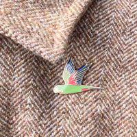 Bridget Farmer Enamel Pin In Flight - Swift Parrot