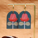 Australian Wildflower Earrings - Scarlet Banksia