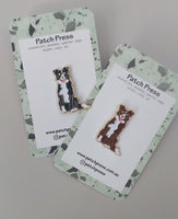 Patch Press Pin - Dog Border Collie Brown