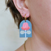 Australian Wildflower Earrings - Scarlet Banksia