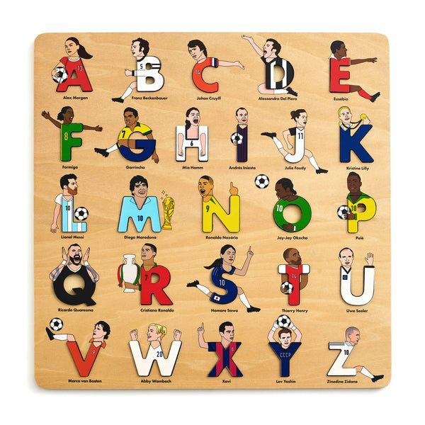 Wooden Jigsaw Puzzle - Alphabet Legends Soccer