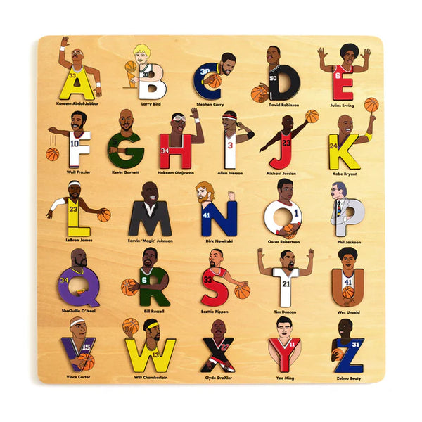 Wooden Jigsaw Puzzle - Alphabet Legends Basketball