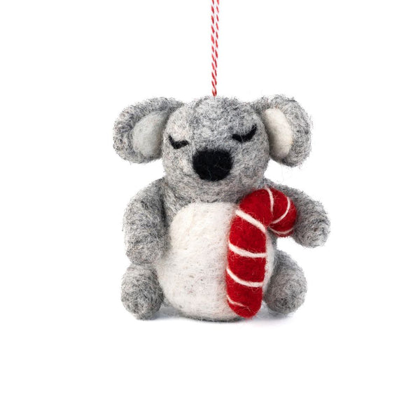 Felt Ornament - Aus Koala Candy Cane