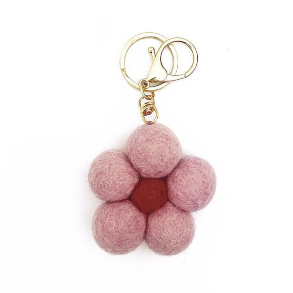 Felt Flower Keyring - Pink