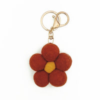 Felt Flower Keyring - Red