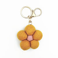 Felt Flower Keyring - Yellow