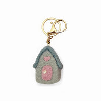 Felt House Keyring - Blue