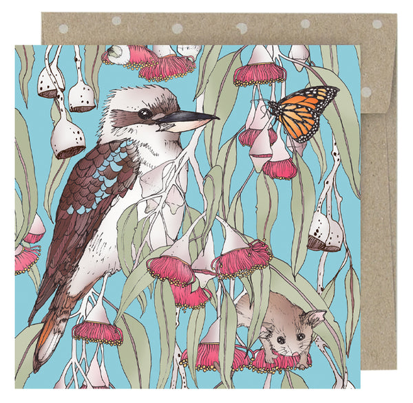 Earth Greetings Mini Card - Silver Princess Kookaburra