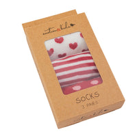 Baby Sock 3 Pack - Red Stripe, Spot and Heart