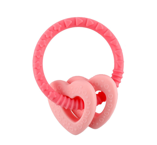 Teether - Rings Rose with Pink Hearts