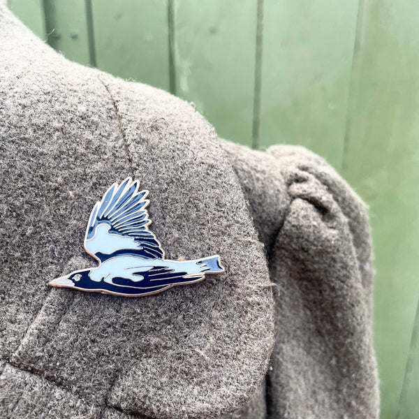 Bridget Farmer Enamel Pin In Flight - Australian Magpie