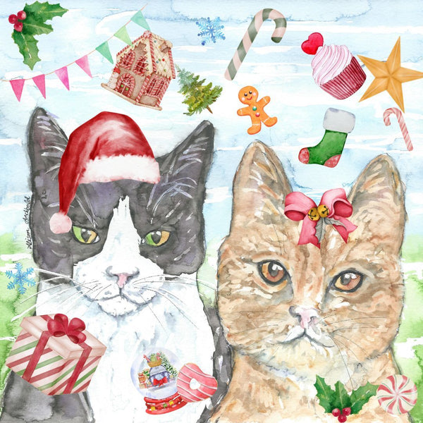 Crazy Christmas Card - Kitties