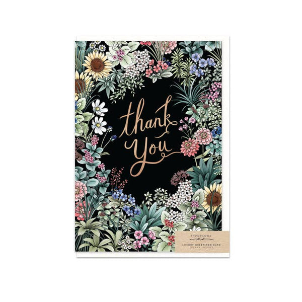 Typoflora Card - Thank You Flower Field