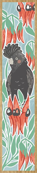 Wooden Bookmark - WD - Black Cockatoo & Desert Peas