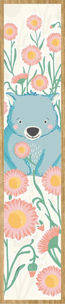 Wooden Bookmark - WD - Wombat & Flowers