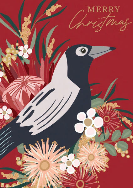 CW Christmas Card - Magpie