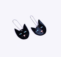 Handmade Ceramic Earrings: Lucky Black Cat