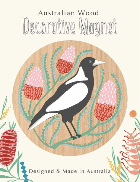 Wood Magnet - WD - Magpie