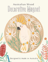 Wood Magnet - WD - Cockatoo & Flannel Flowers