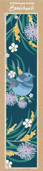 Wooden Bookmark - CW - Blue Wren Navy