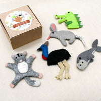 Felt Finger Puppets - Aust Animals Croc