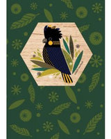 Wood Magnet Card - Black Cockatoo